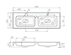 Раковина Акватон Ричмонд 150 см 1A70573KRD010