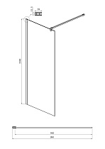 Душевая перегородка Ambassador Walk-In 100x200 15034127 прозрачная с матовой полосой, хром