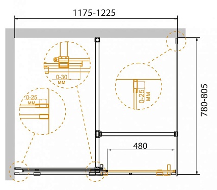 Душевой уголок Cezares STREAM-AH-1-120/80-C-Cr 120x80 прозрачный