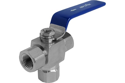 Шаровой кран Hy-Lok 105 серии из нержавеющей стали SS 316, трехходовой, NPT 1/2" внутр. - NPT 1/2" внутр H1B-3B-F-8N-PK