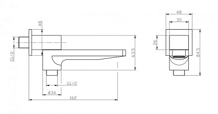 Излив для ванны BelBagno Romano ROM-BCA-CRM с дивертором