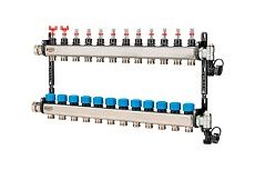 Коллектор Henco из нержавеющей стали, расходомер, воздухоотводчик, дренаж, клапан, 1&quot;-12x3/4&quot; UFH-0605MDSS12