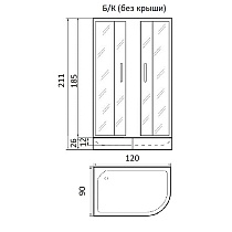 Душевой уголок River Don XL 120/90/24 MT 120x90 хром, матовое, L без поддона