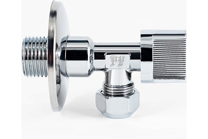 Угловой шаровой кран для бытовой техники PROFACTOR PF CHROME н/цанга 1/2 дюйма х 10 мм PF BAV 357C