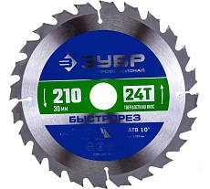 Диск пильный по дереву Быстрорез (210x30 мм; 24Т) Зубр 36901-210-30-24_z01