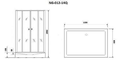 Душевой уголок Niagara Eco NG- 012-14Q 120x80 матовый, с поддоном