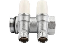 Коллектор Tiemme 2 отвода, регулируемый 1&quot;х1/2(16) MAXIMA (никель) 1860022 / 1868K