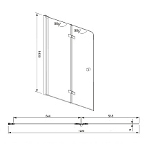 Шторка для ванны Aquanet Beta 4 NF6222 hinge 122x140, прозрачное стекло