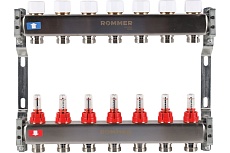 Коллектор из нержавеющей стали Rommer с расходомерами, 7 выходов Rms-1200-000007 RG0091LAMMMMBO