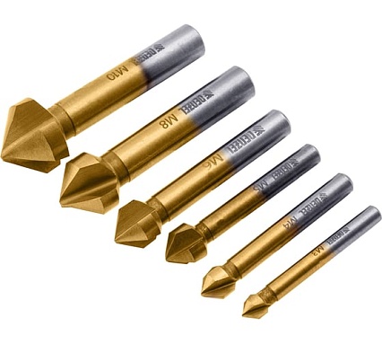 Набор зенковок HSS, M3-M10, 6 шт, металлический кейс Denzel 72313