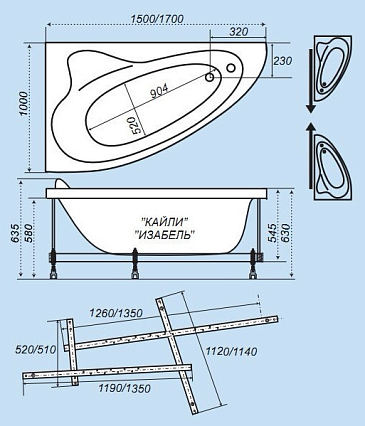 Акриловая ванна Тритон Изабель 170х100 L/R