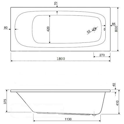 Акриловая ванна Cezares Eco 180x80 см