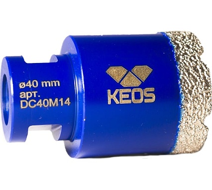 Коронка алмазная по керамограниту PRO 40 мм, M14 KEOS DC40M14
