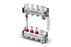 Коллекторный блок с расходомерами и автоматическими воздухоотводчиками PRO AQUA ШК 4 выхода, 280 мм, V500MB.AV.04b