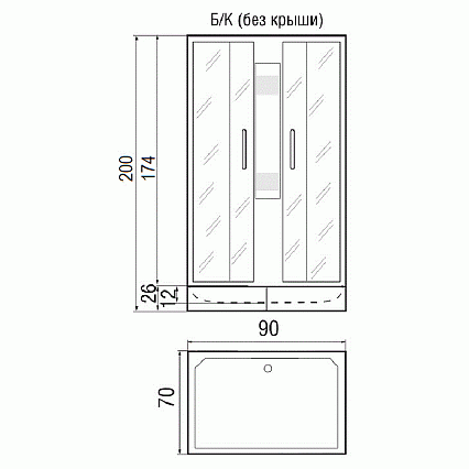 Душевая кабина River Quadro Б/К 90/70/24 МТ 90x70 матовая, без крыши