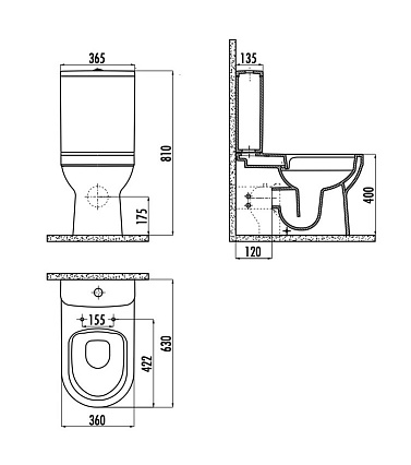 Чаша для унитаза Creavit Letoon LT361-11CB00E-0000 безободковый, белый