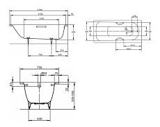 Стальная ванна Kaldewei Saniform Plus Star 336 170x75 см easy-clean с отверстиями под ручки 133600013001