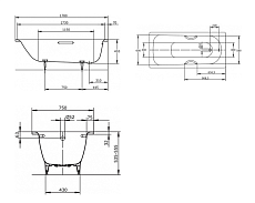 Стальная ванна Kaldewei Saniform Plus Star 336 170x75 см easy-clean с отверстиями под ручки