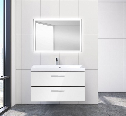 Тумба с раковиной BelBagno Aurora 90 см Bianco Lucido