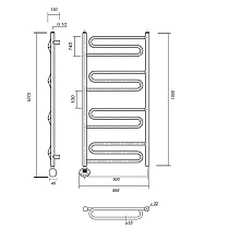 Полотенцесушитель электрический Domoterm Офелия П12 500x1000 EL, ТЭН слева, хром