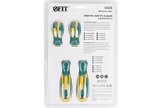 Набор отверток FIT &quot;Контур&quot; CrV сталь, прорезиненные ручки, + отвертки для точных работ, блистер, 8 шт. 56038