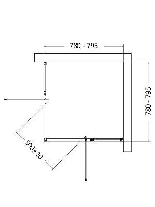 Душевой уголок AQUAme AQM7102-2-8 80x80 прозрачный, черный