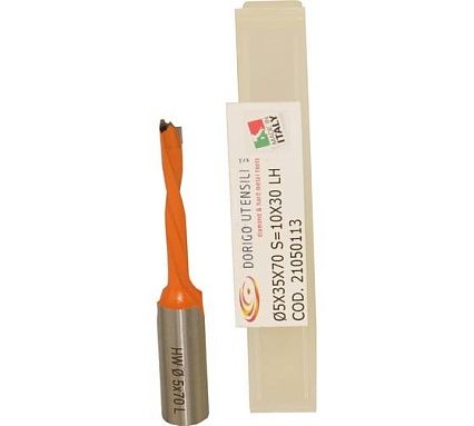 Сверло для глухих отверстий DORIGO HW Ø5x35x70 S=Ø10x30 Z=2 LH 21050113