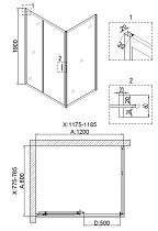 Душевой уголок Niagara Nova NG- 6812-08 Black 120x80 прозрачный, черный