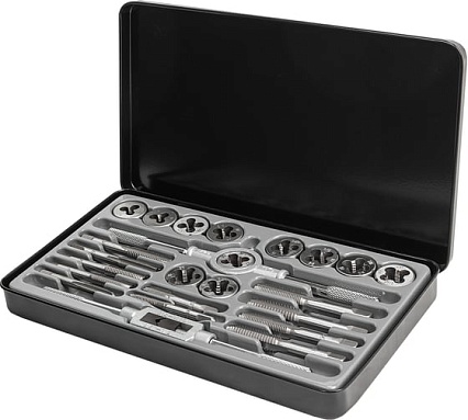 Набор метчиков и плашек дюймовый Rockforce 24 предмета (1/4", 5/16", 3/8", 7/16", 1/2"), в металлическом кейсе RF-M024-2(10458)