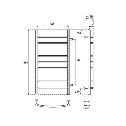 Полотенцесушитель водяной Point PN05558 П7 50x80, боковое подключение, хром