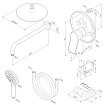 Душевой набор Am.Pm X-Joy FB85A1RH10, 250 мм, без излива