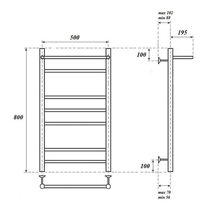 Полотенцесушитель электрический Point PN10158PE П6 50x80 с полкой, хром