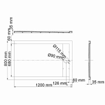 Поддон для душа WasserKRAFT Wiese 84T06 120x80, серый матовый