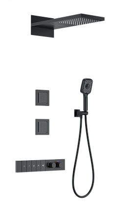 Душевой набор Wonzon&Woghand WW-D4538-A-MB термостат, черный матовый