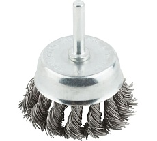 Корщетка, тип "чашка", со штифтом, стальная витая проволока, 65 мм MOS 38497М
