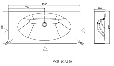 Раковина Vincea Caprise VCB-4CA120MWG 120 см, Corian, белый матовый/серый матовый