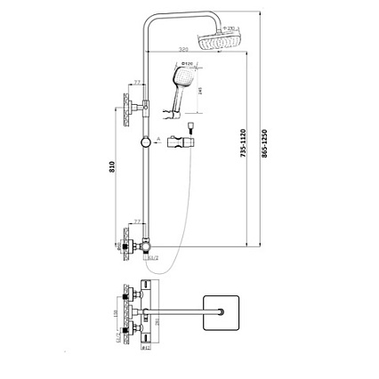 Душевая стойка Orange T02S4-912b черный