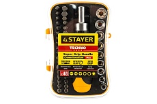 Реверсивная отвертка с битами и торцевыми головками 46шт Stayer MASTER ТECHNO 25084-H46