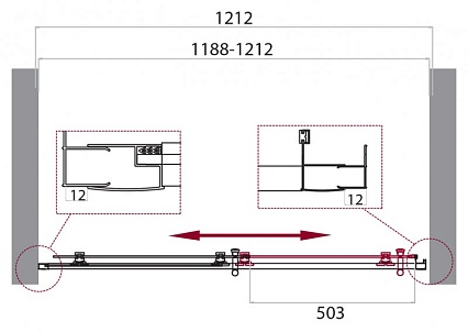 Душевая дверь BelBagno Uno 120x195 UNO-195-BF-1-120-C-NERO прозрачная, черный