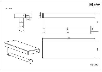 Полка Black&White Gravity GA-9603GM оружейная сталь