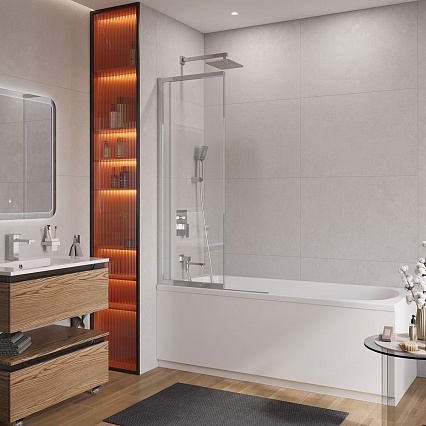 Шторка для ванны Cezares SLIDER-FIX-VF-11-100/150-C-Cr 100x150 прозрачная, хром