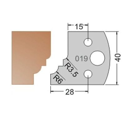 Нож мультисистема HSS профиль ампир R6 40x20x4 мм Dimar 3301940