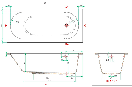 Ванна из искусственного камня Allen Brau Evo Oberon 180x80 белый матовый 2.3EV03.20