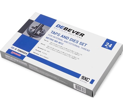 Набор метчиков и плашек Debever Machining Solutions М5 - М12, 24 предмета, метрическая резьба DB-S-TDM5024