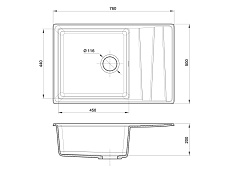 Кухонная мойка GranFest Level GF-LV-760L 76 см графит