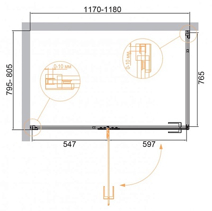 Душевой уголок Cezares Bellagio 120x80 BELLAGIO-AH-1-120/80-C-NERO прозрачный, черный