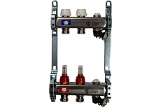 Коллектор из нержавеющей стали с расходомерами, с клапаном вып. воздуха и сливом 2 вых. STOUT SMS-0927-000002