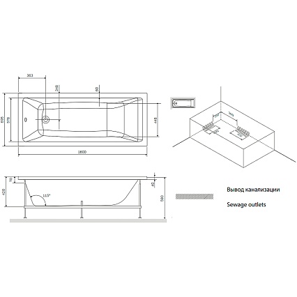 Акриловая ванна Am.Pm Gem W93A-160-070W-A 160x70 см