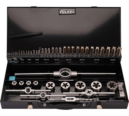 Набор метчиков и плашек VOLKEL M3-M20 HSS-G 52пр V49205