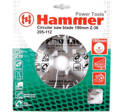 Диск пильный по дереву Flex CSB WD (190х30/20/16 мм; Z-36) Hammer 30662 205-112